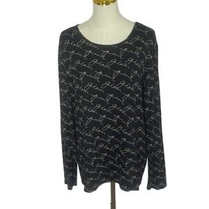 Chico's the Ultimate Tee Basic Glam Girl All over Print Womens Scoop Neck Sz L